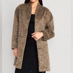 Old Navy Wool Blend Leopard Print Coatigan Size Petite Large